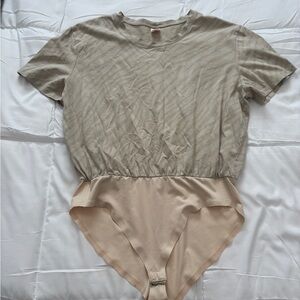 Smash + Tess Women's Green and Beige Bodysuit Top